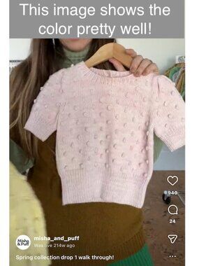 NWOT Misha & Puff Ellie Popcorn Pullover, english rose, 4-5y